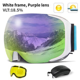 COPOZZ Magnetic Ski Goggles with Quick-Change Lens and Case Set 100% UV400 Protection Anti-fog Snowboard Goggles for Men & Women