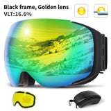COPOZZ Magnetic Ski Goggles with Quick-Change Lens and Case Set 100% UV400 Protection Anti-fog Snowboard Goggles for Men & Women