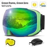 COPOZZ Magnetic Ski Goggles with Quick-Change Lens and Case Set 100% UV400 Protection Anti-fog Snowboard Goggles for Men & Women