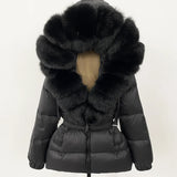 OFTBUY Real Fur Coat Winter Clothing Puffer Jacket Women Fox Fur Hooded Warm 90% White Duck Down Coat Female Parkas Waterproof