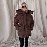 Print Padded Winter Jacket Women Casual Puffer Long Sleeve Zipper Woman Outerwear Hooded Female 2026 Black Padding Parkas Coat