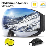 COPOZZ Magnetic Ski Goggles with Quick-Change Lens and Case Set 100% UV400 Protection Anti-fog Snowboard Goggles for Men & Women