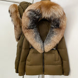 OFTBUY Real Fur Coat Winter Clothing Puffer Jacket Women Fox Fur Hooded Warm 90% White Duck Down Coat Female Parkas Waterproof