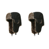 Unisex Warm Mens Women Trapper Cap Aviator Trooper Earflap Winter Flaps Ski Hat New Bomber Hats Russian Ski Hat Faux Fur Hats