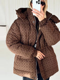 Print Padded Winter Jacket Women Casual Puffer Long Sleeve Zipper Woman Outerwear Hooded Female 2026 Black Padding Parkas Coat
